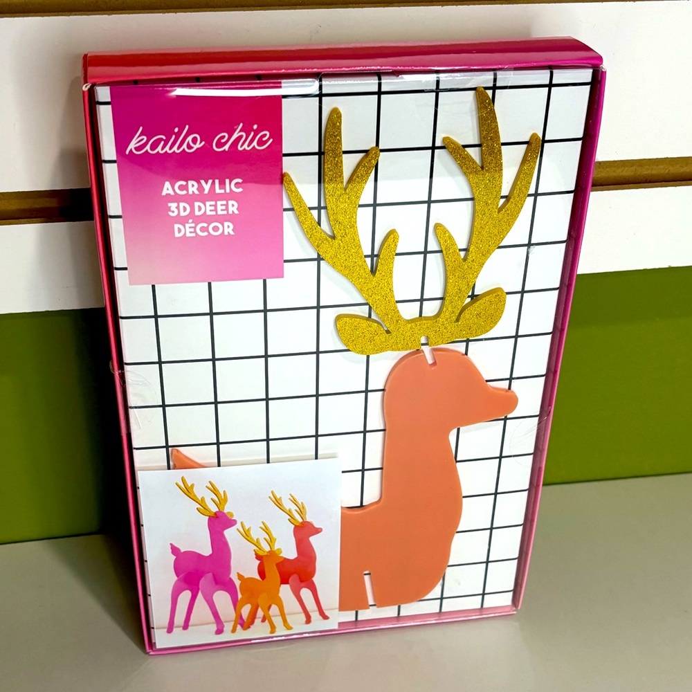 Kailo Chic Acrylic 3D Colorful Deer Decor Set New In Box